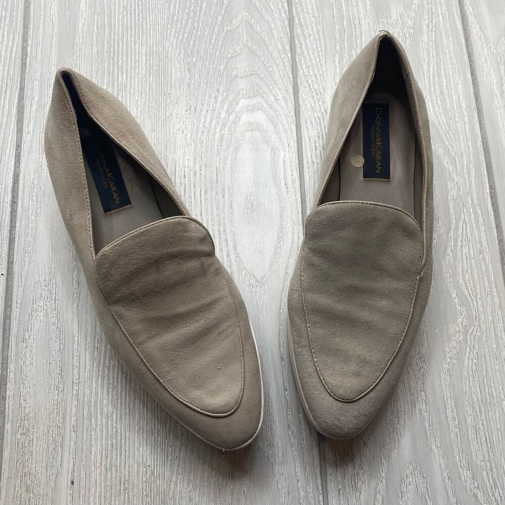 Donna Karan New York Women's Grey Leather Platform Loafers Size 9.5